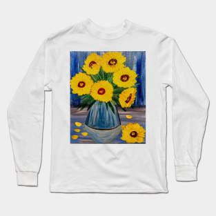 Sunflowers in tall vase Long Sleeve T-Shirt